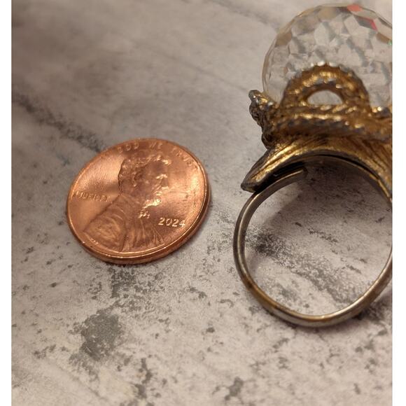 Vintage 60s Rainbow Crystal Ball Ring Size 5.75 - Picture 8 of 10